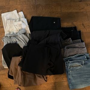 Bundle of 16 tall/xl women's Athleta pants and jeans, plus 2 Lululemon bottoms.